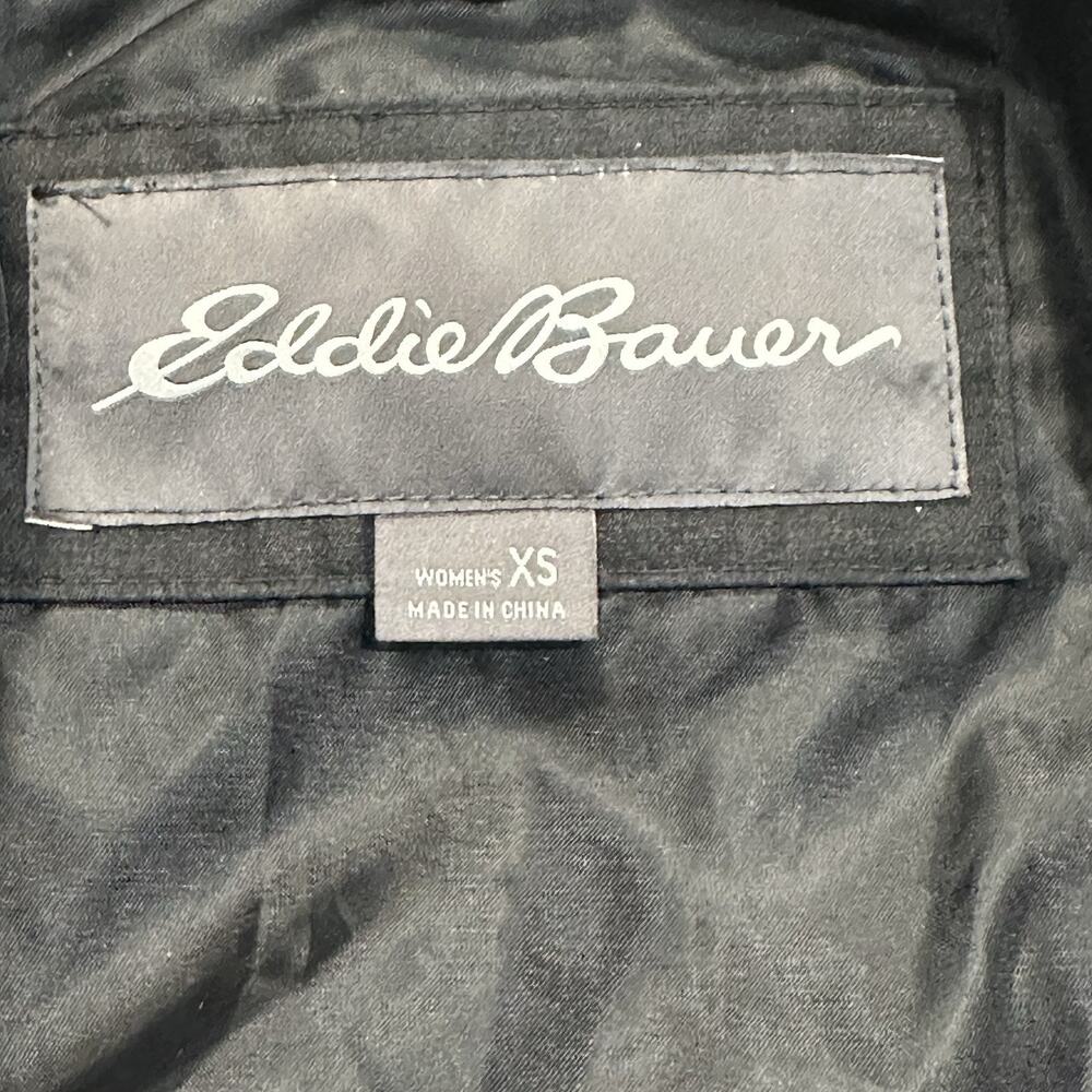 Eddie Bauer Wmn's EB550 Goose Down Puffer Coat Parka Hooded Fur Trim Black Sz S - Picture 7 of 11